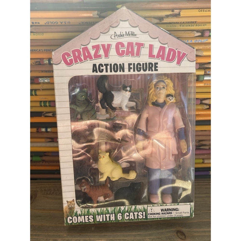 Crazy Cat Lady Action Figure Set Comes with 6 Cats Are You A Crazy Cat Person?